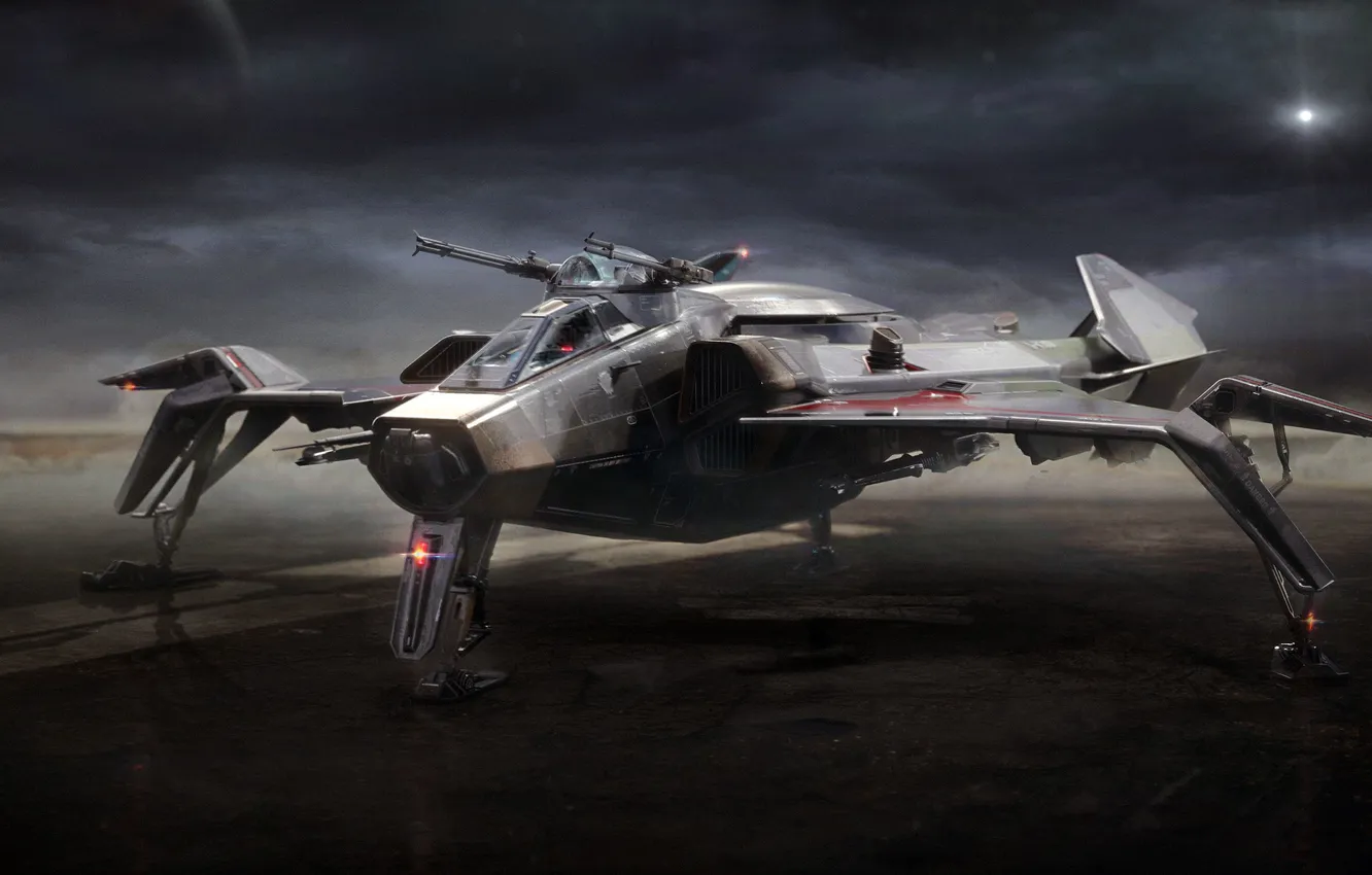 Photo wallpaper space, planet, landing, starship