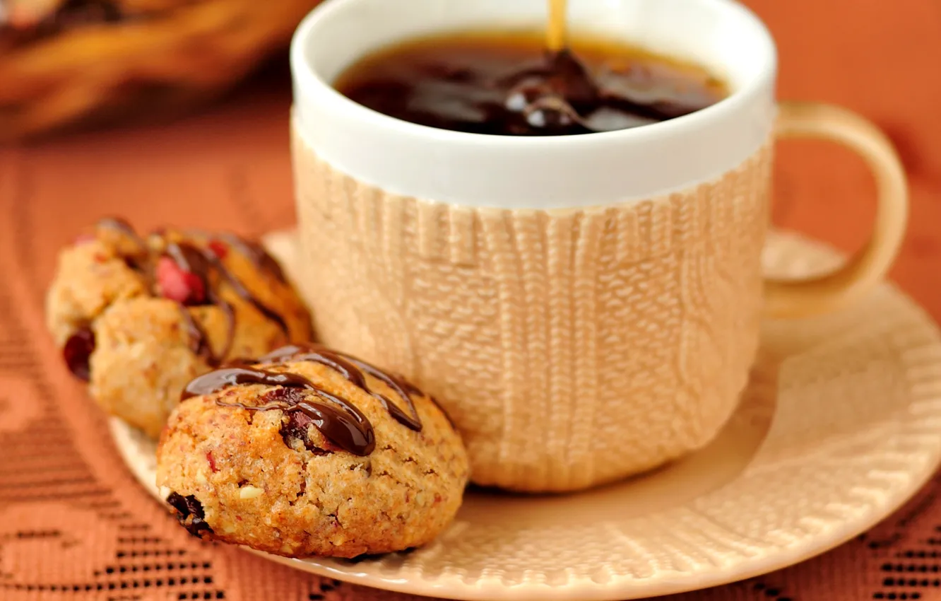 Photo wallpaper coffee, food, chocolate, cookies, Cup, dessert, cup, chocolate