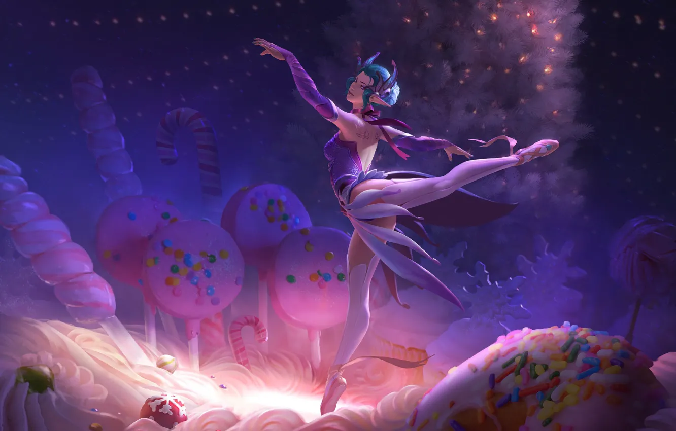 Photo wallpaper girl, elf, candy, sweets, ballet