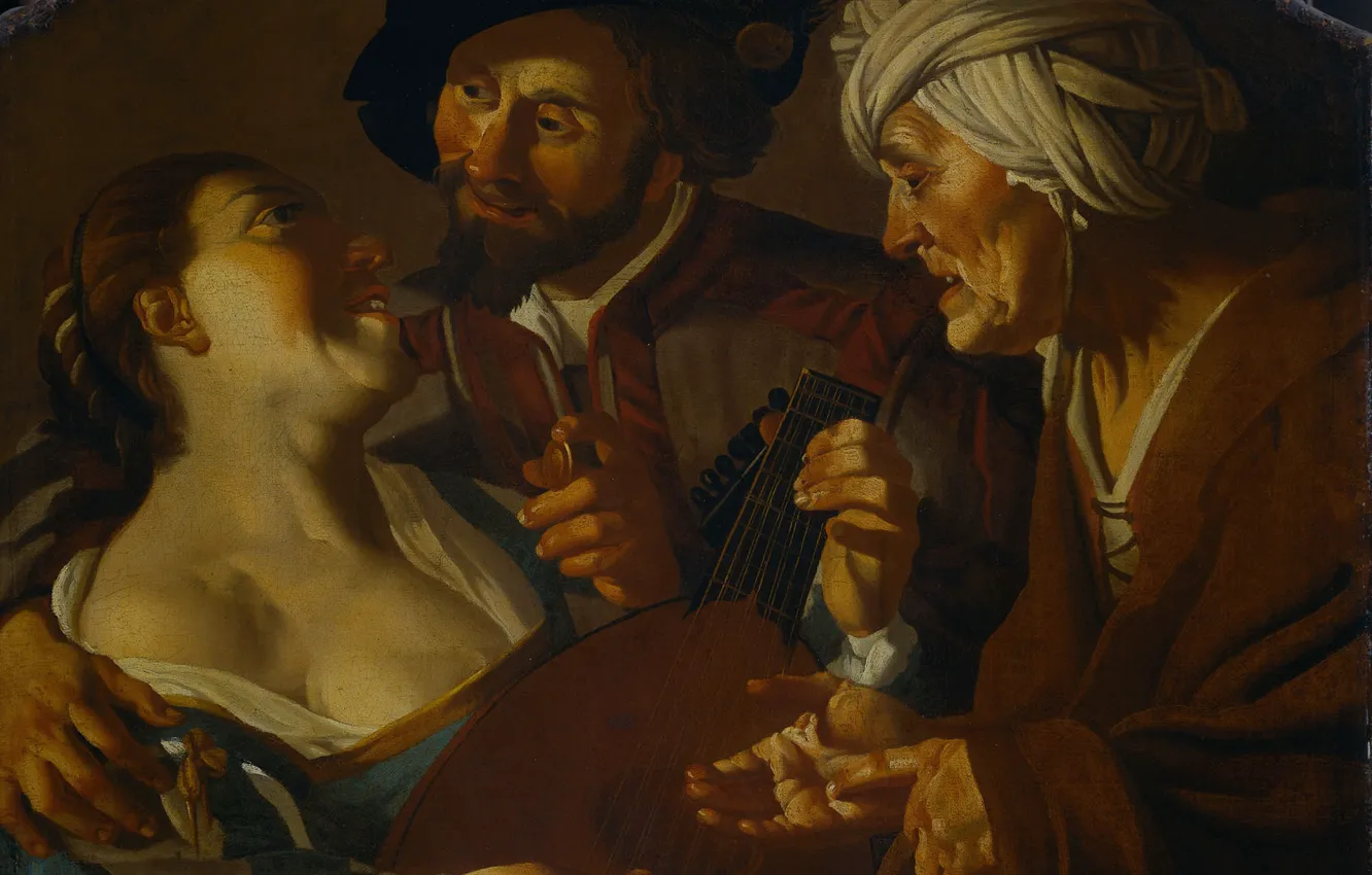 Photo wallpaper oil, picture, canvas, Dirck van Baburen, Dirk van Baburen, 1725, Matchmaker