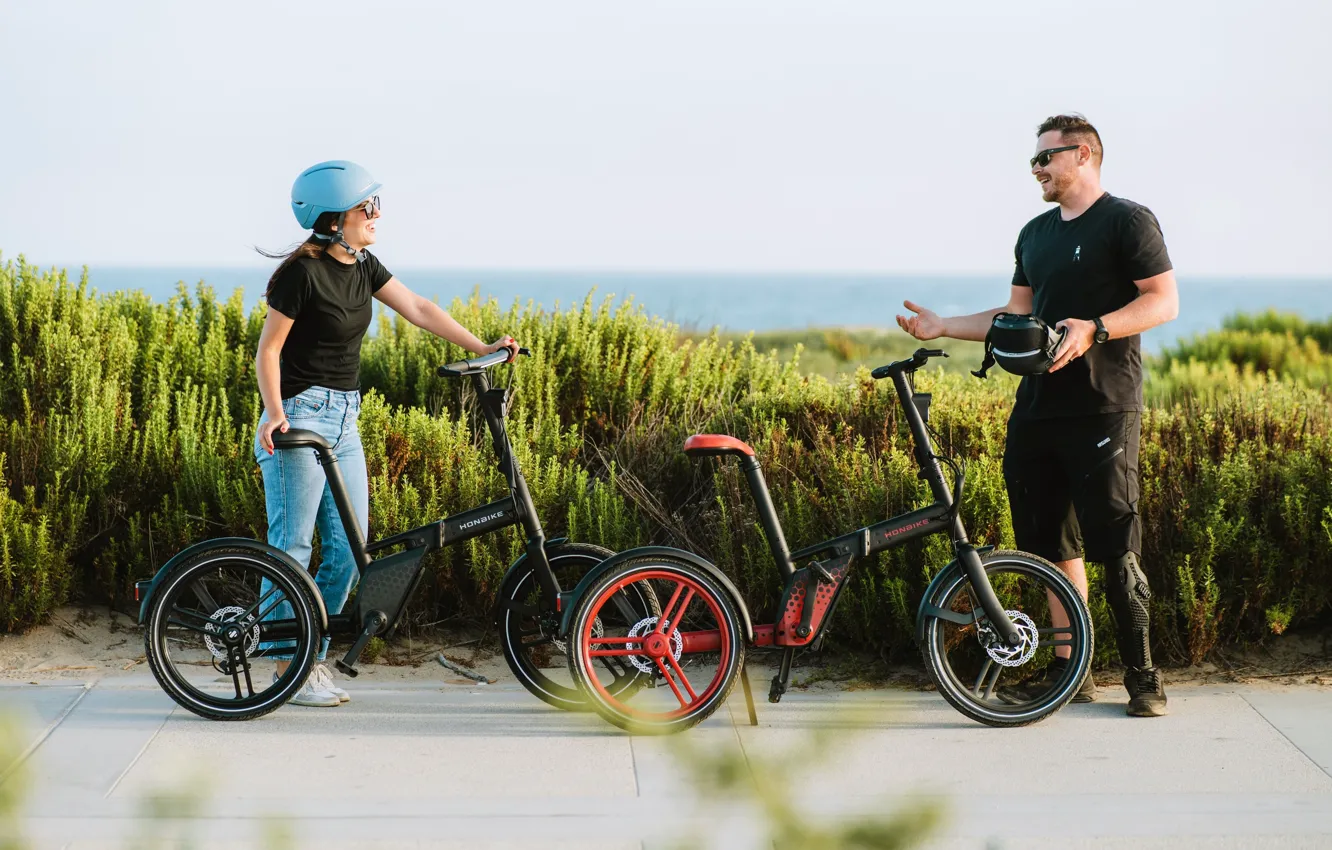 Photo wallpaper bike, background, Wallpaper, woman, meeting, large, wallpaper, male