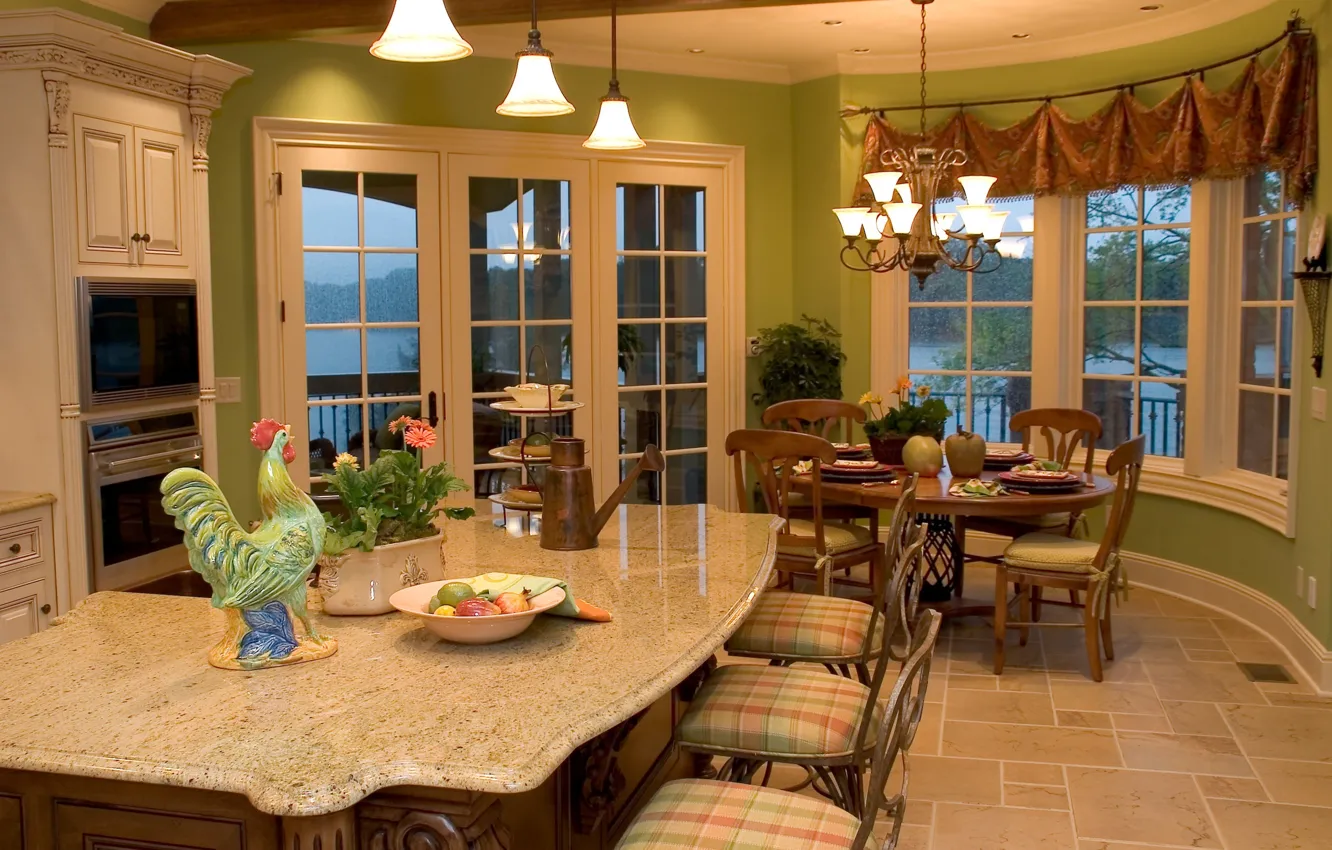 Photo wallpaper vintage, interior, kitchen, design. house, Dining