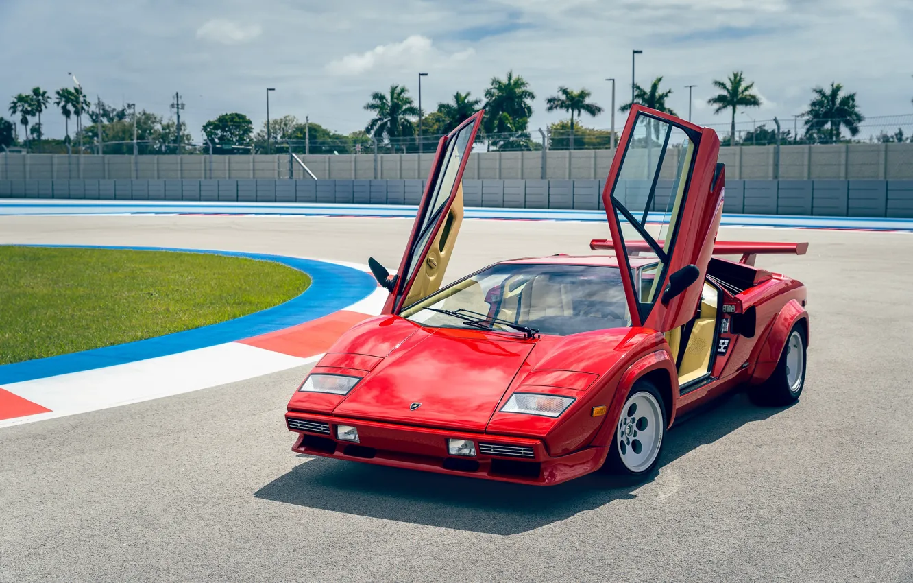 Photo wallpaper Lamborghini, red, lambo, Countach, LP5000 S, scissor doors, Lamborghini Countach LP500 S