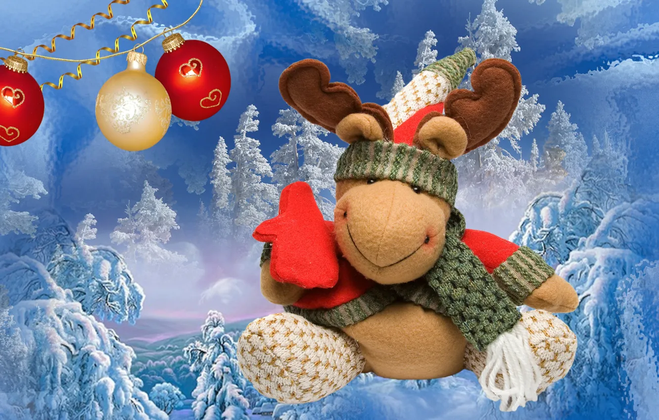 Photo wallpaper winter, toy, new year, a celebration