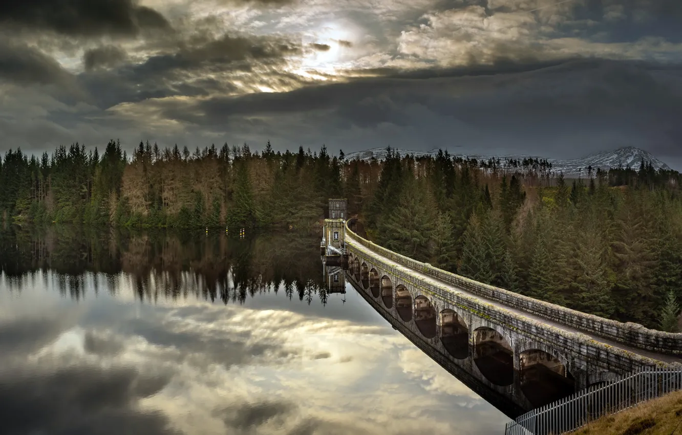 Photo wallpaper autumn, nature, dam